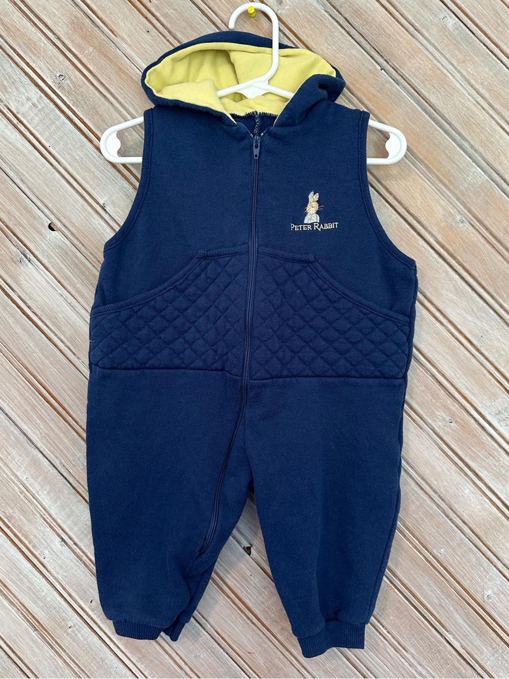 Peter Rabbit Beatrice Potter Navy Hooded One-Piece Baby Bodysuit